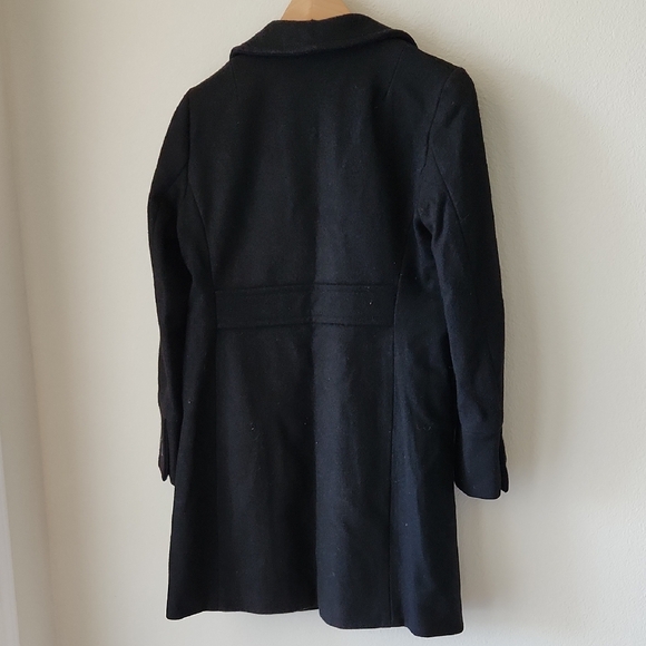 GAP Classic Black Wool Blend Trench Coat Lined Sz XS Minimalist Preppy Normcore - Picture 12 of 16